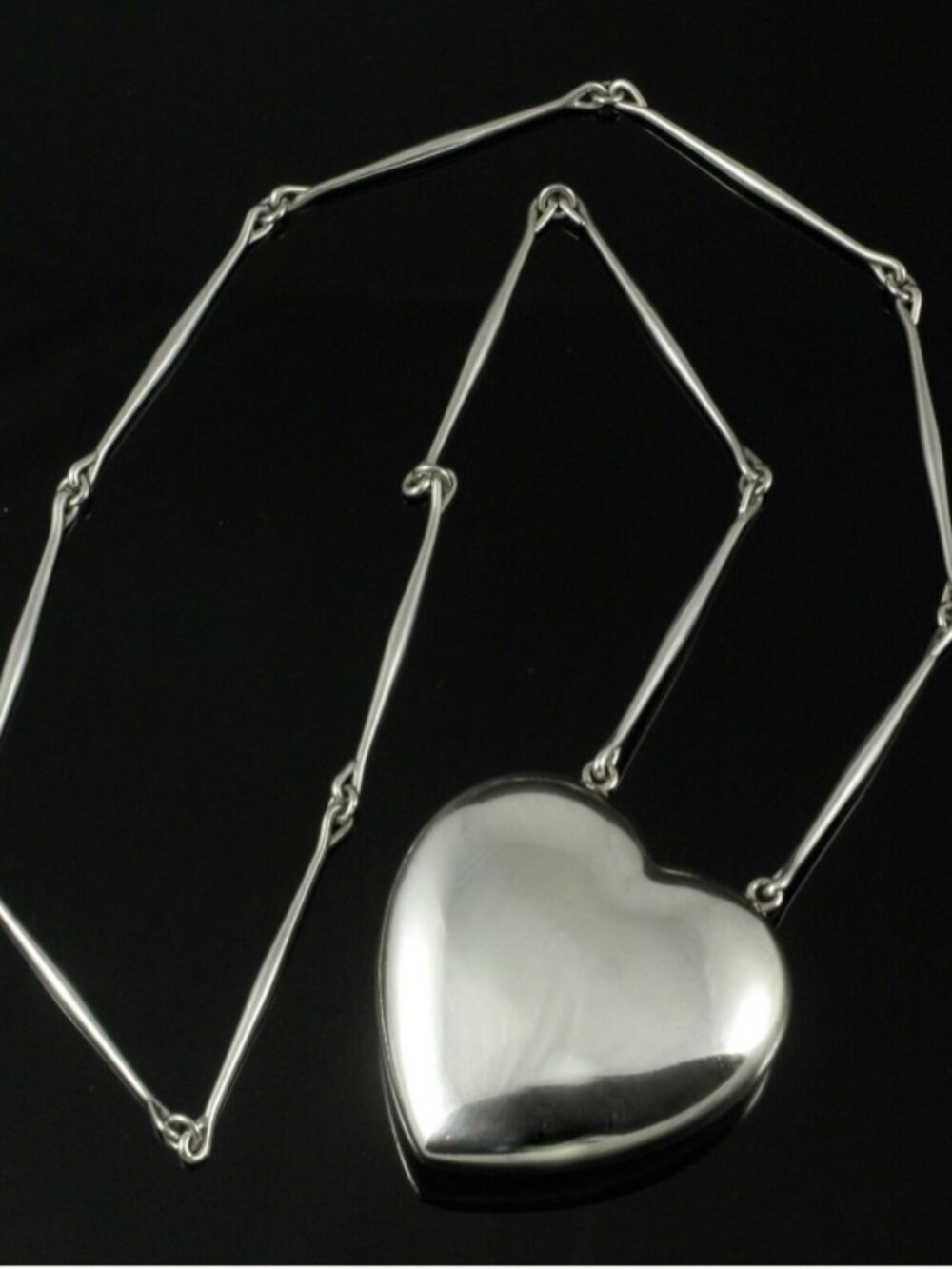 Georg Jensen Sterling Silver Necklace with Large Puffy Heart Pendant No 126 desi